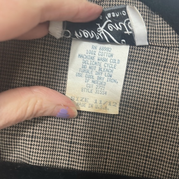 Vintage Sherry Kent Houndstooth Vest Dress 11/12 Brown Tan Sleeveless USA - Picture 5 of 6